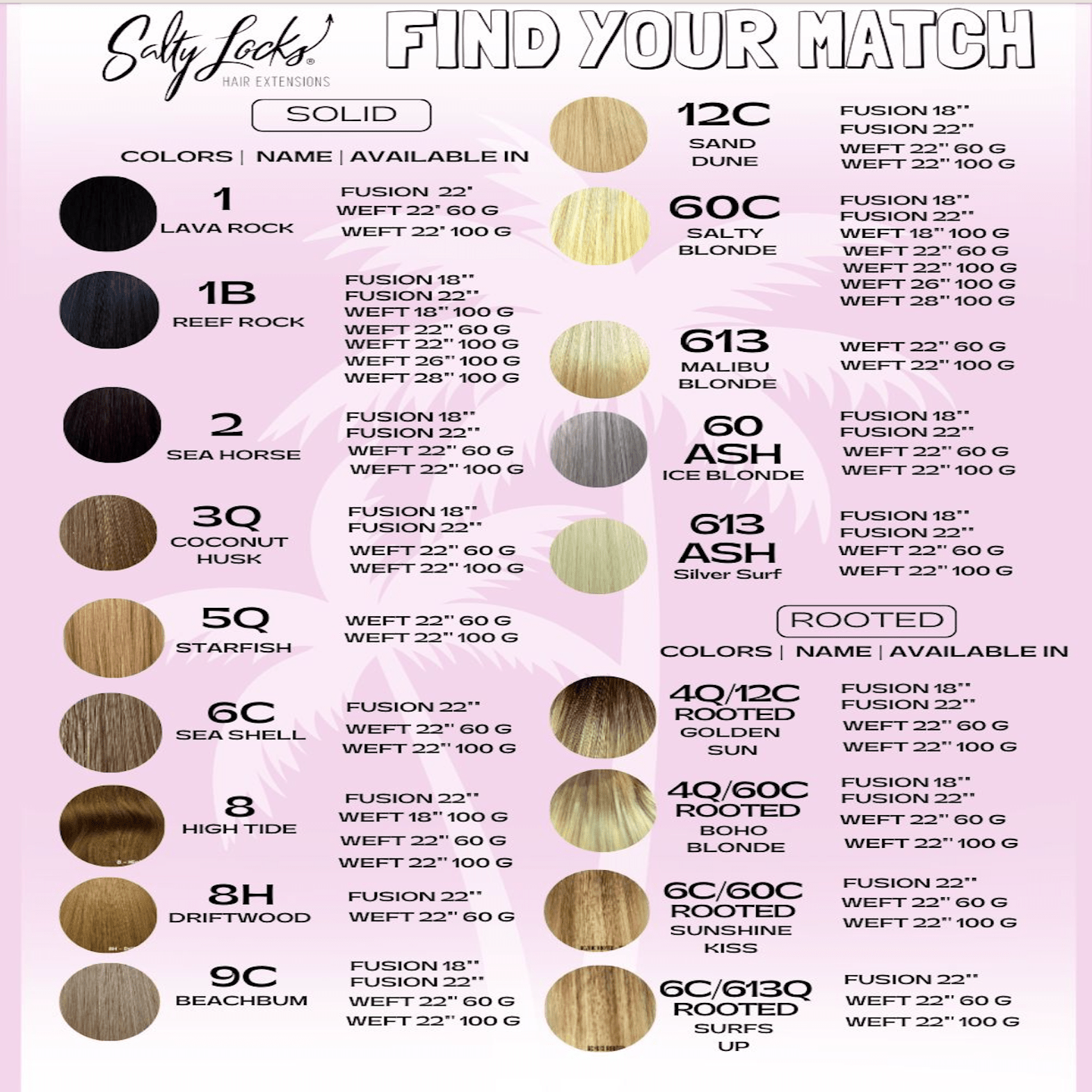 Solid Hair Color Chart