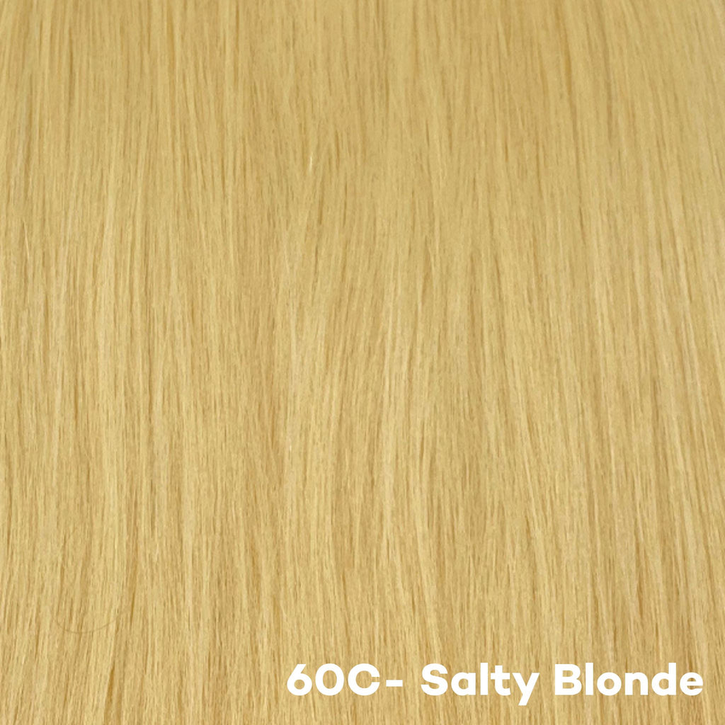 Blonde Hair Extension - Color Swatch 60C | Bellami Hair Extensions. A luxurious double drawn grade-A Remy hair extension in a beautiful blonde shade. The perfect accessory for adding length and volume to your hair. Find premium hair extensions near me at Bellami. Enhance your style with Color 60C blonde hair extension ponytail hair extensions, clip in hair extensions, loc extensions, tape in hair extensions near me