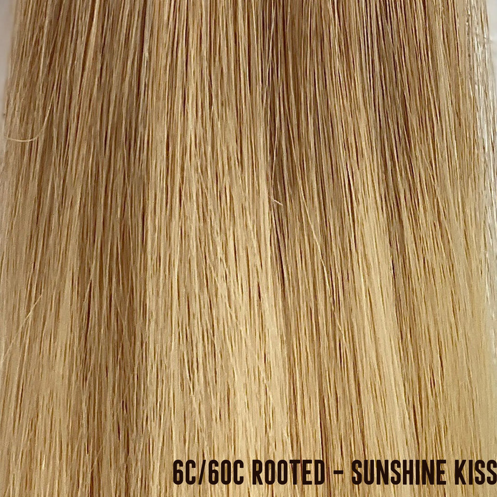ponytail extensions loc extensions Rooted Blonde Hair Extensions - Color Swatch 6C/60C | Bellami Hair Extensions. Discover the perfect blend of rooted blonde shades in Color 6C/60C. Find hair extensions near me at Bellami for high-quality and beautifully crafted hair extensions slavic hair