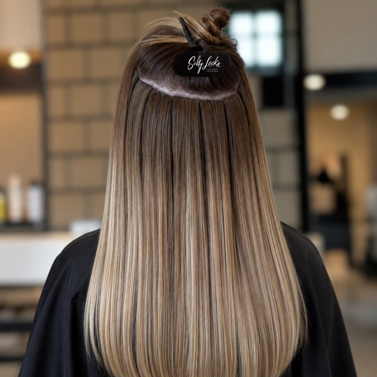Salty Locks Invisible Tape-In hair extension with seamless tape attachment and premium Remy human hair